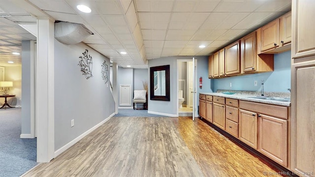 kitchen featuring light hardwood / wood-style flooring and sink