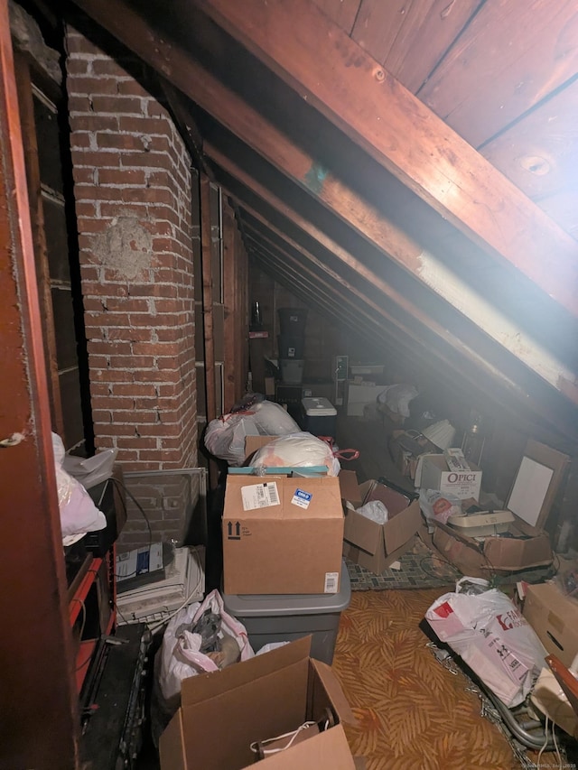 view of unfinished attic