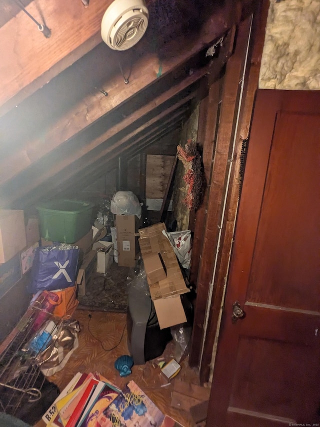 view of unfinished attic