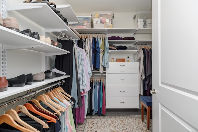 view of walk in closet