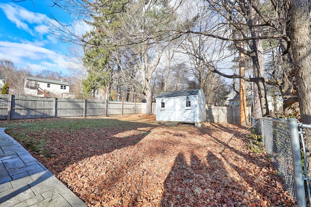 view of yard with a storage unit