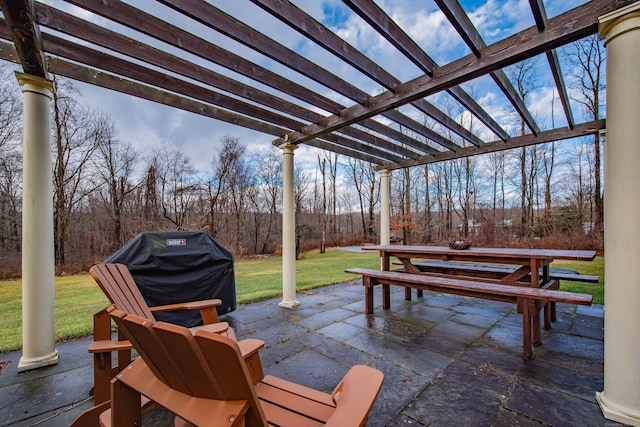 view of patio / terrace with a pergola and grilling area