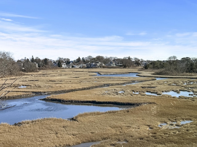 view of yard with a water view