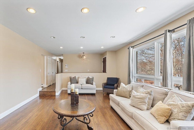 living room featuring hardwood / wood-style flooring