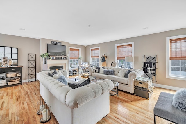 living room with light wood-type flooring