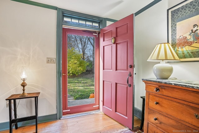 foyer entrance featuring light hardwood / wood-style flooring