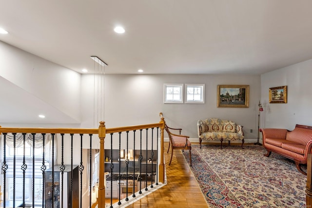 living area featuring hardwood / wood-style floors