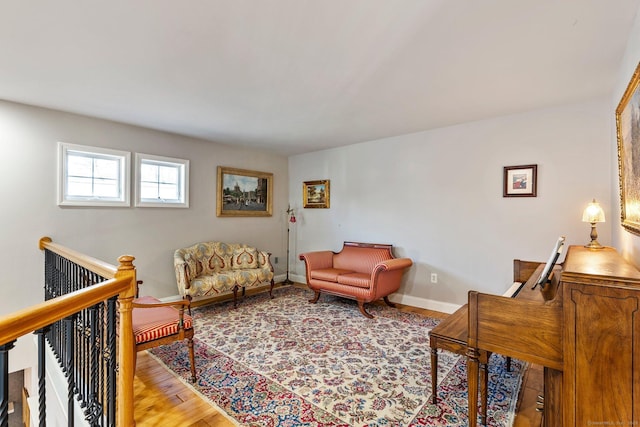 living room with hardwood / wood-style flooring