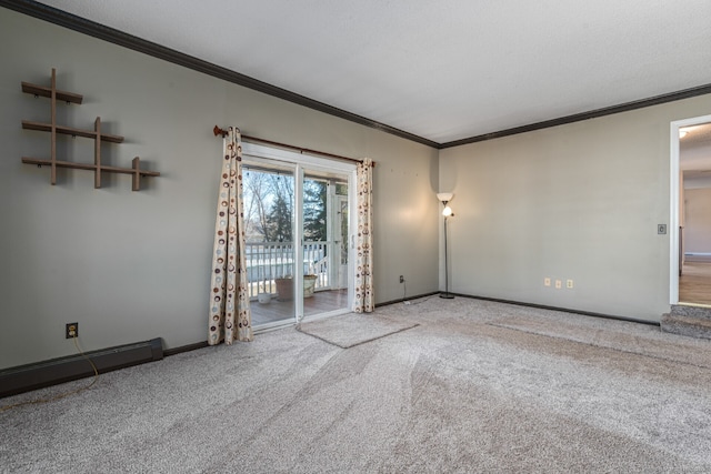 16 Snow Rdg S, Middletown, CT 06457 - carpeted spare room featuring crown molding, baseboards, and a baseboard radiator