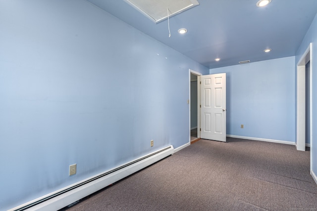 16 Snow Rdg S, Middletown, CT 06457 - unfurnished bedroom featuring carpet flooring, recessed lighting, attic access, and a baseboard radiator