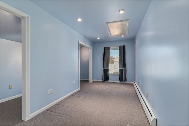 16 Snow Rdg S, Middletown, CT 06457 - carpeted spare room featuring baseboards, a baseboard radiator, and recessed lighting