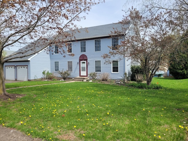 16 Snow Rdg S, Middletown, CT 06457 - colonial inspired home featuring a chimney, an attached garage, and a front yard