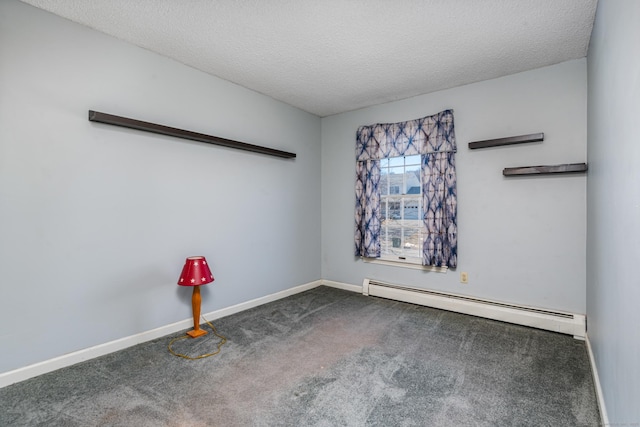 16 Snow Rdg S, Middletown, CT 06457 - empty room with baseboards, a baseboard radiator, carpet flooring, and a textured ceiling