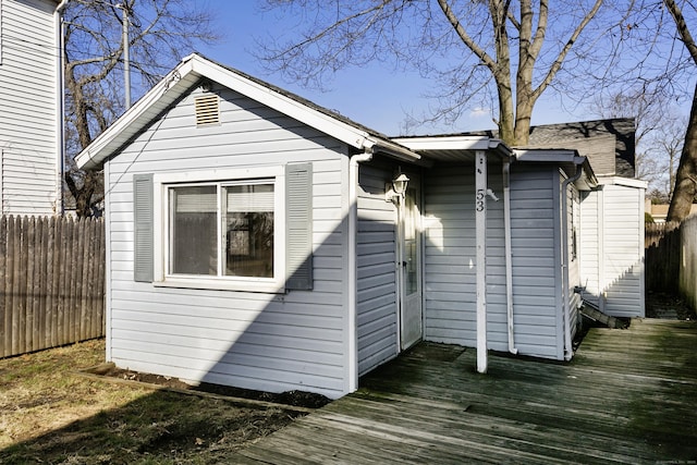 exterior space featuring a wooden deck