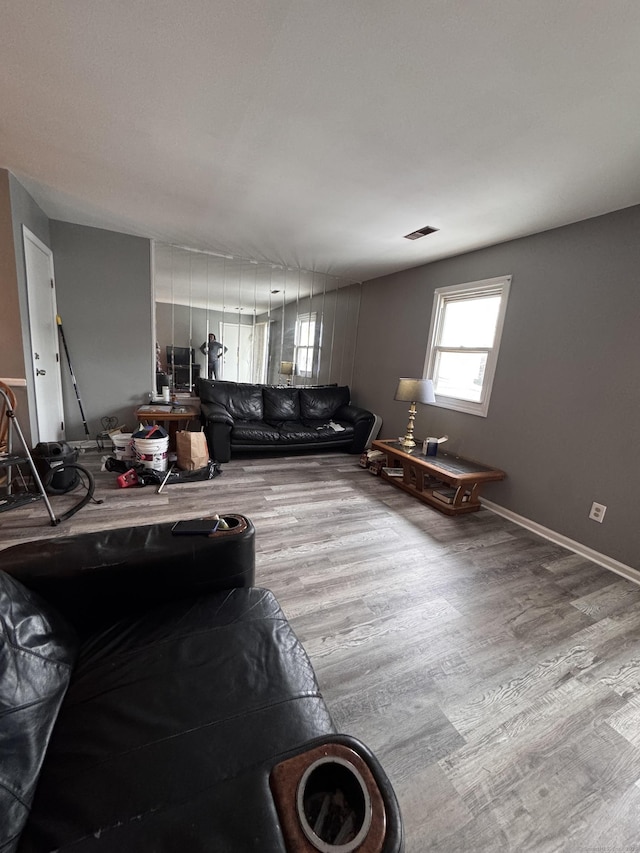 living room featuring light hardwood / wood-style flooring