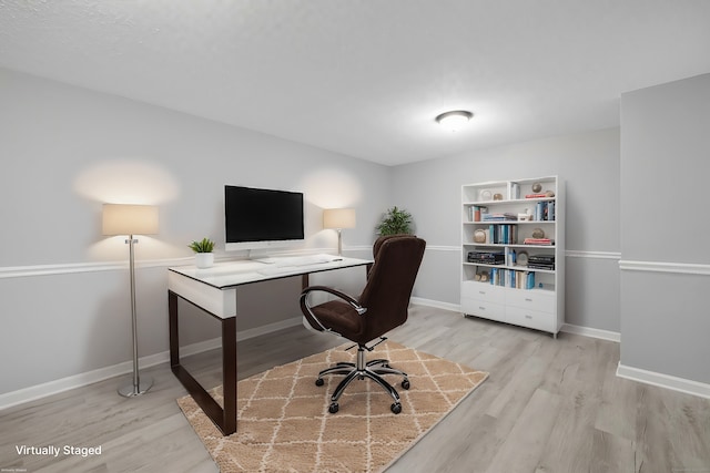 office featuring light hardwood / wood-style flooring