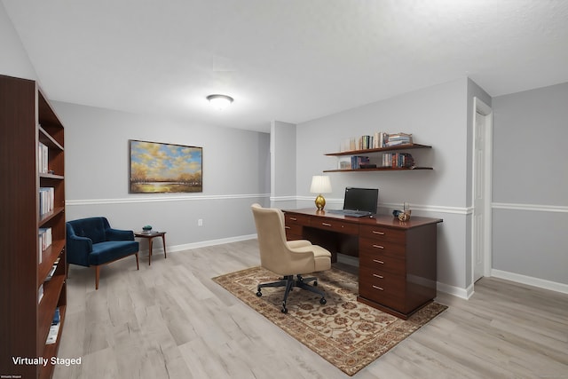 office featuring light hardwood / wood-style floors