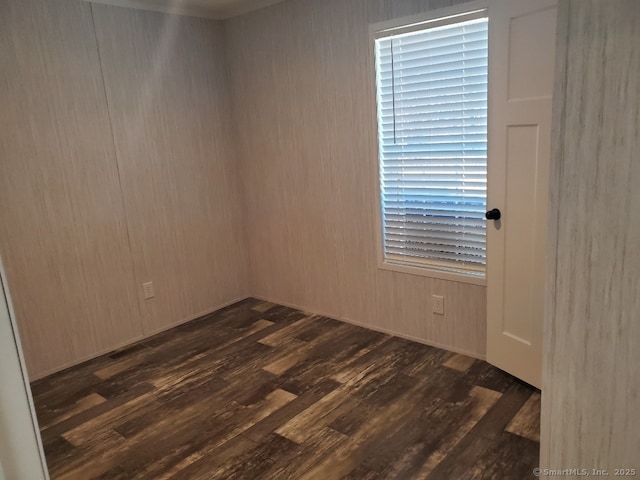 270 Boston Post Rd Unit 22, Waterford, CT 06385 - spare room featuring dark hardwood / wood-style floors and wooden walls