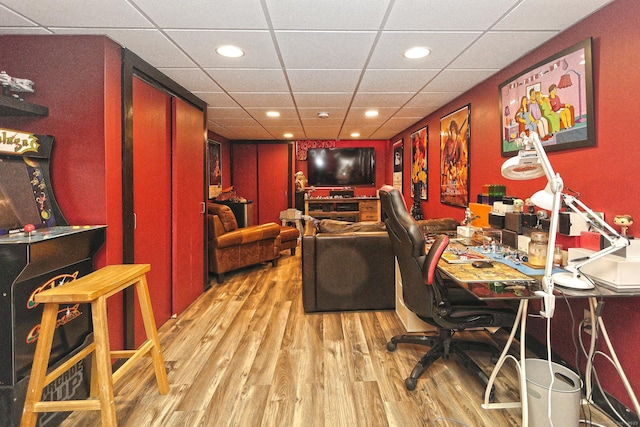 home office featuring light wood-type flooring