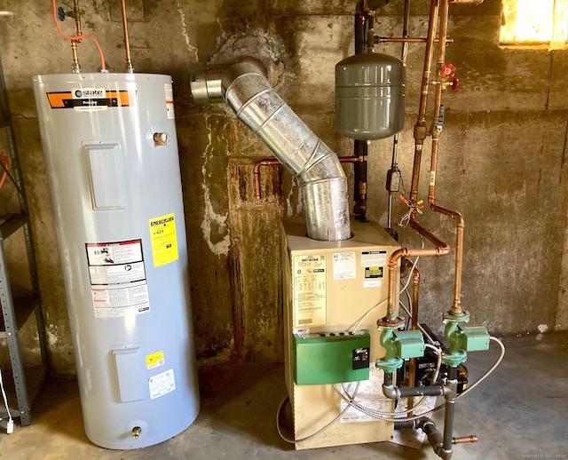 utility room with water heater