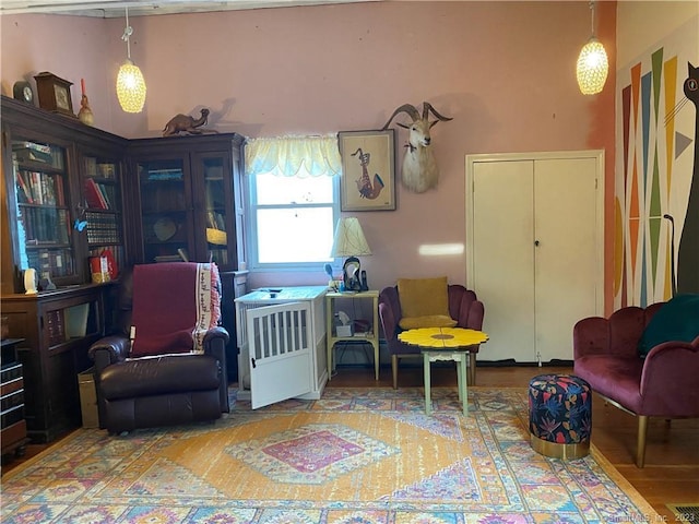 living area featuring hardwood / wood-style floors