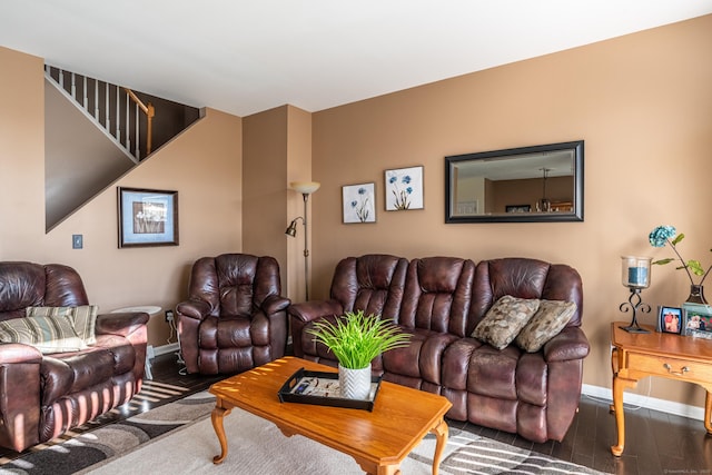 living room with wood-type flooring