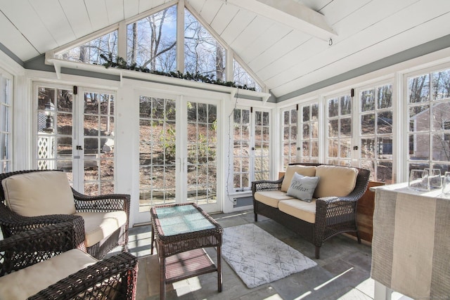 sunroom / solarium with lofted ceiling