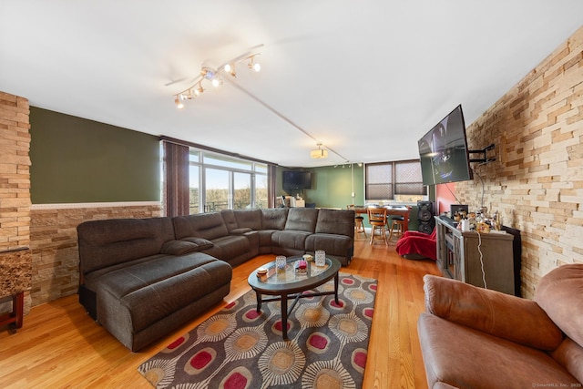 living room featuring light wood-type flooring