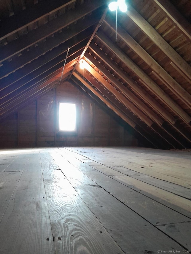 view of unfinished attic