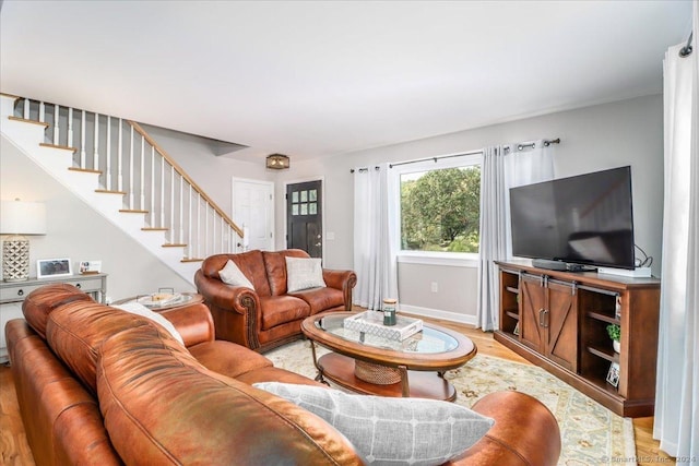 living room featuring light hardwood / wood-style floors