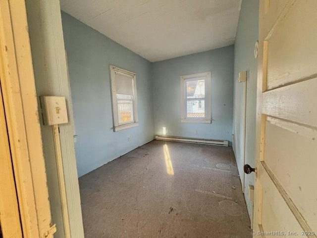 unfurnished room featuring a baseboard radiator