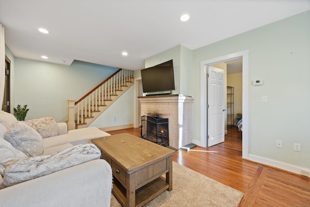 living room featuring light hardwood / wood-style floors