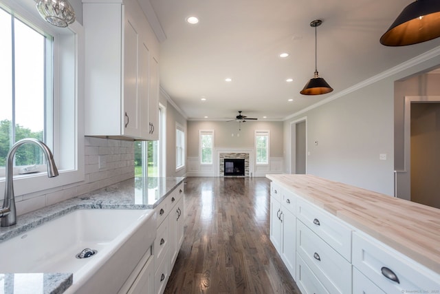 LOT7 Deerwood Rd, Oxford, CT 06478 - kitchen with a sink, plenty of natural light, ceiling fan, recessed lighting, and dark wood-style flooring