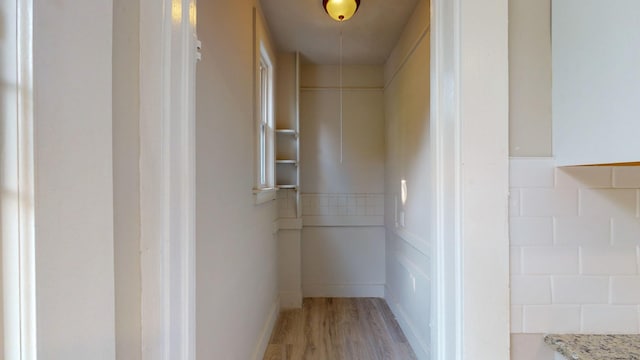 interior space with light hardwood / wood-style floors