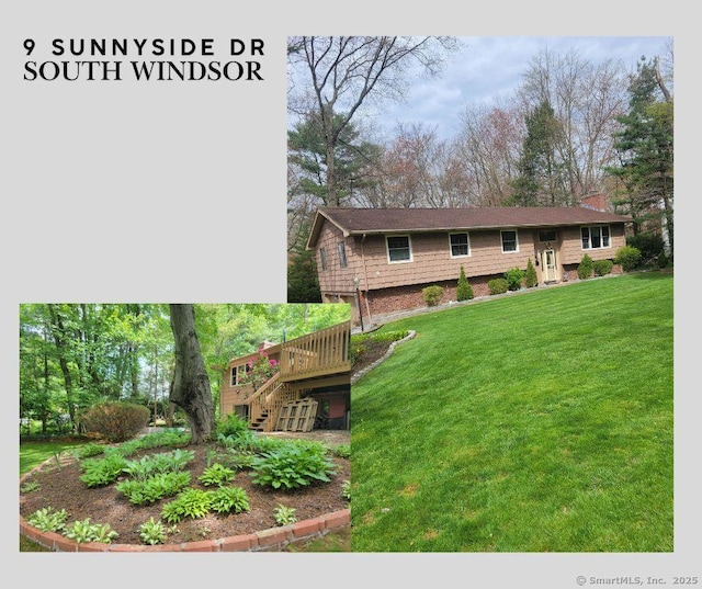 exterior space featuring a deck and a front yard