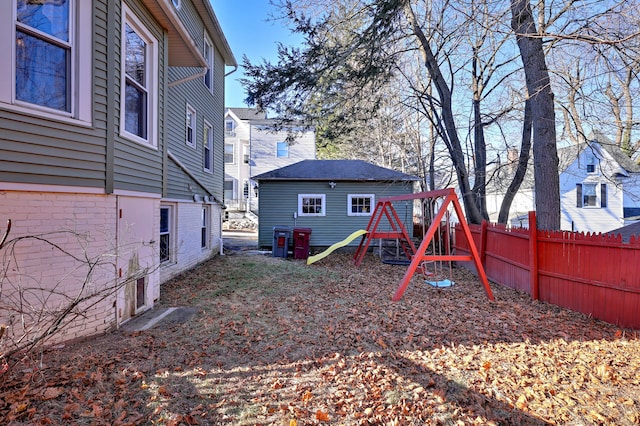 view of yard featuring a playground