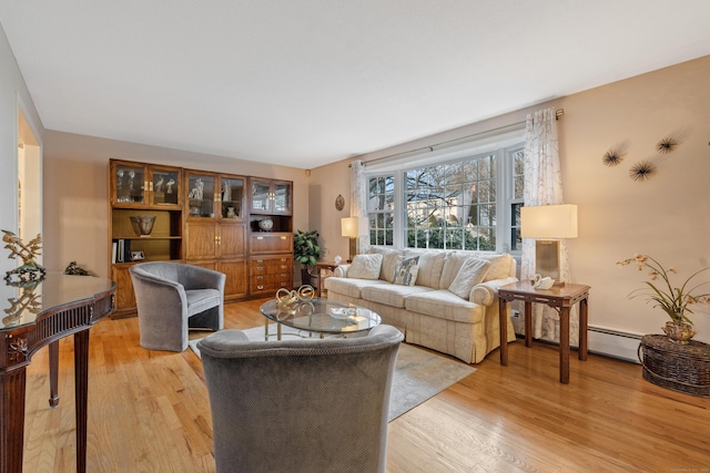 living room featuring light wood-type flooring