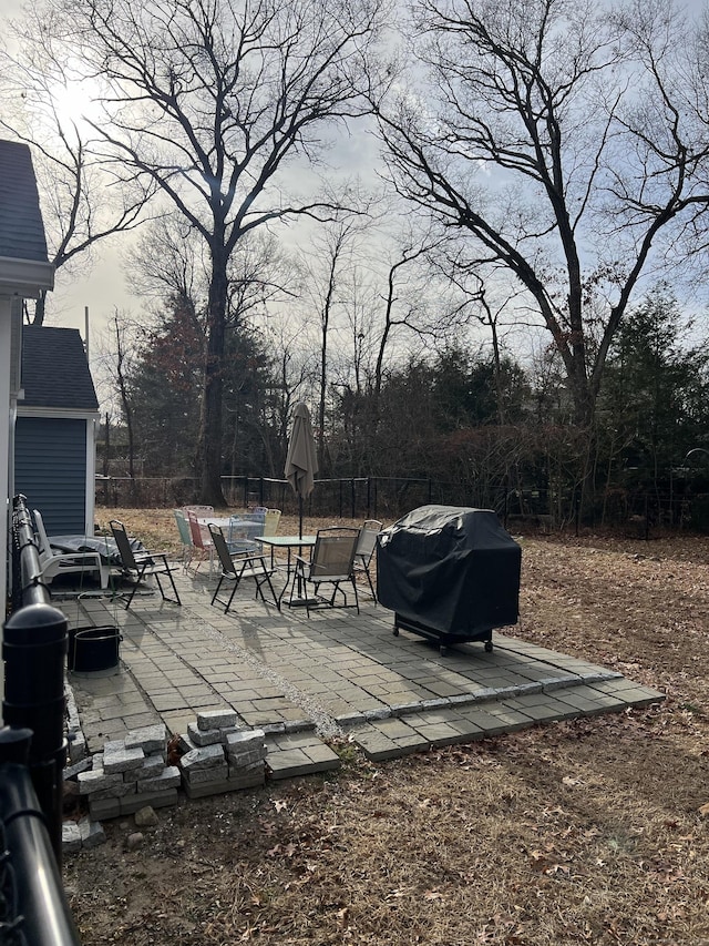 view of patio / terrace featuring a grill