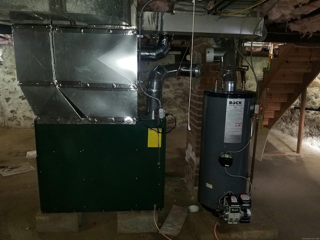 utilities featuring gas water heater and heating unit