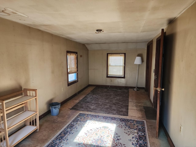 interior space featuring vaulted ceiling