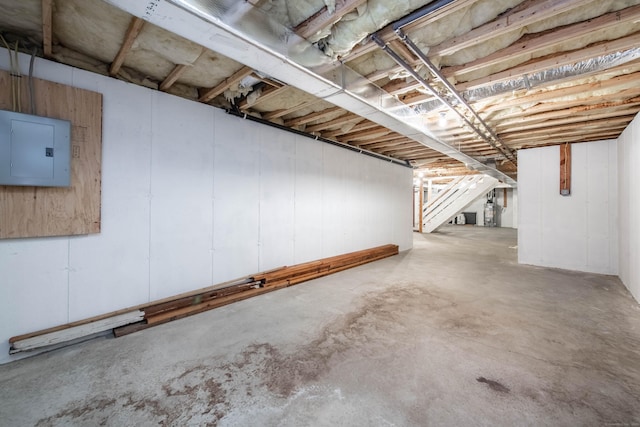 basement with electric panel