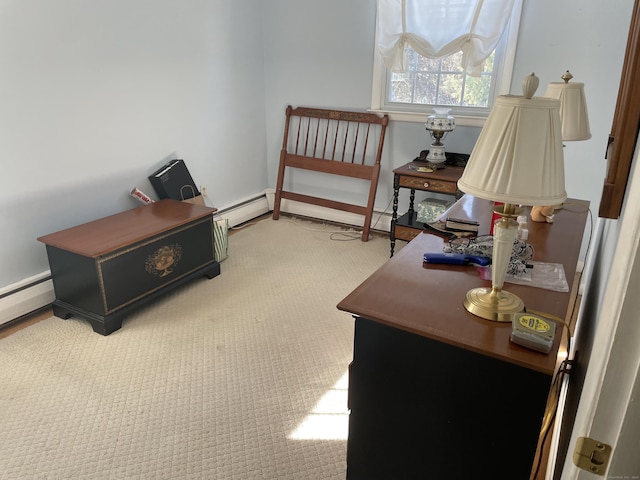 interior space featuring a baseboard radiator and carpet