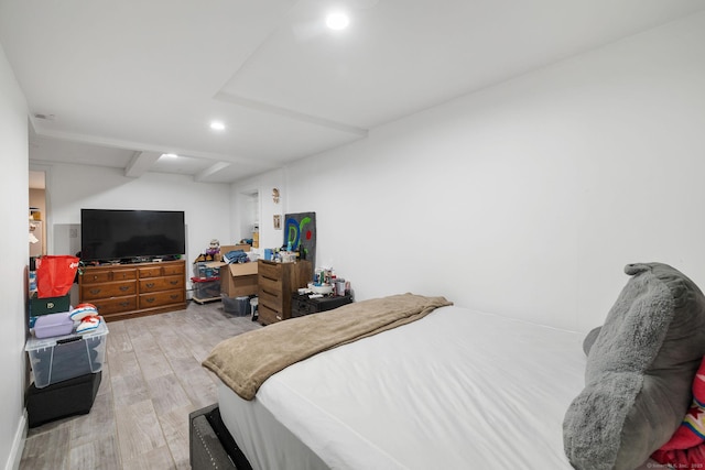 bedroom with light hardwood / wood-style floors