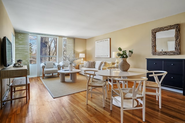 living room with expansive windows and wood-type flooring