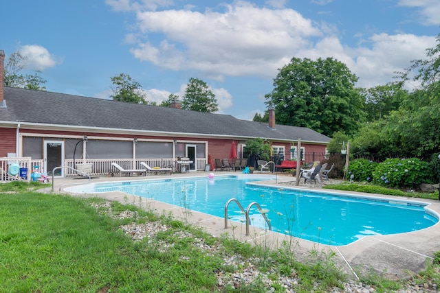 view of pool featuring a patio area