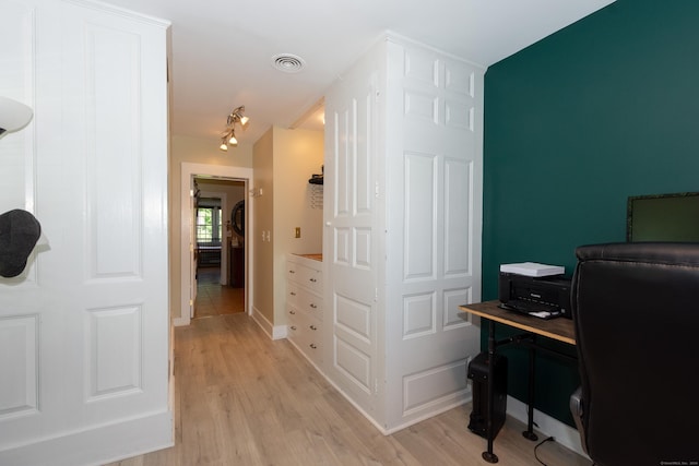 office area with light wood-type flooring