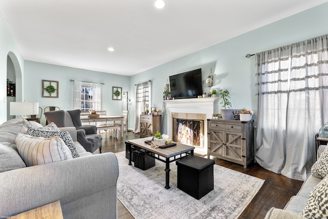 living room featuring hardwood / wood-style flooring