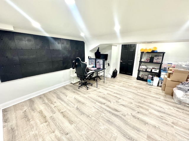 office space featuring light hardwood / wood-style floors