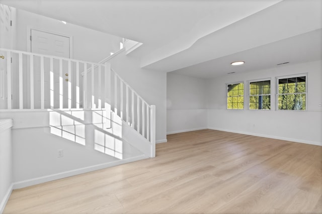 unfurnished living room featuring light hardwood / wood-style floors