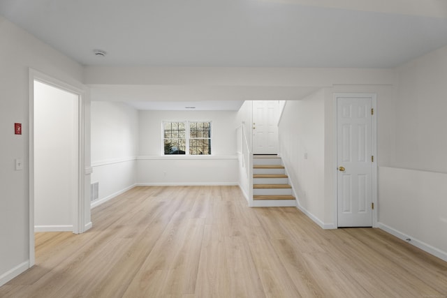 interior space with light hardwood / wood-style flooring